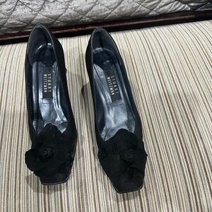Stuart Weitzman Black Heels with Floral Detail